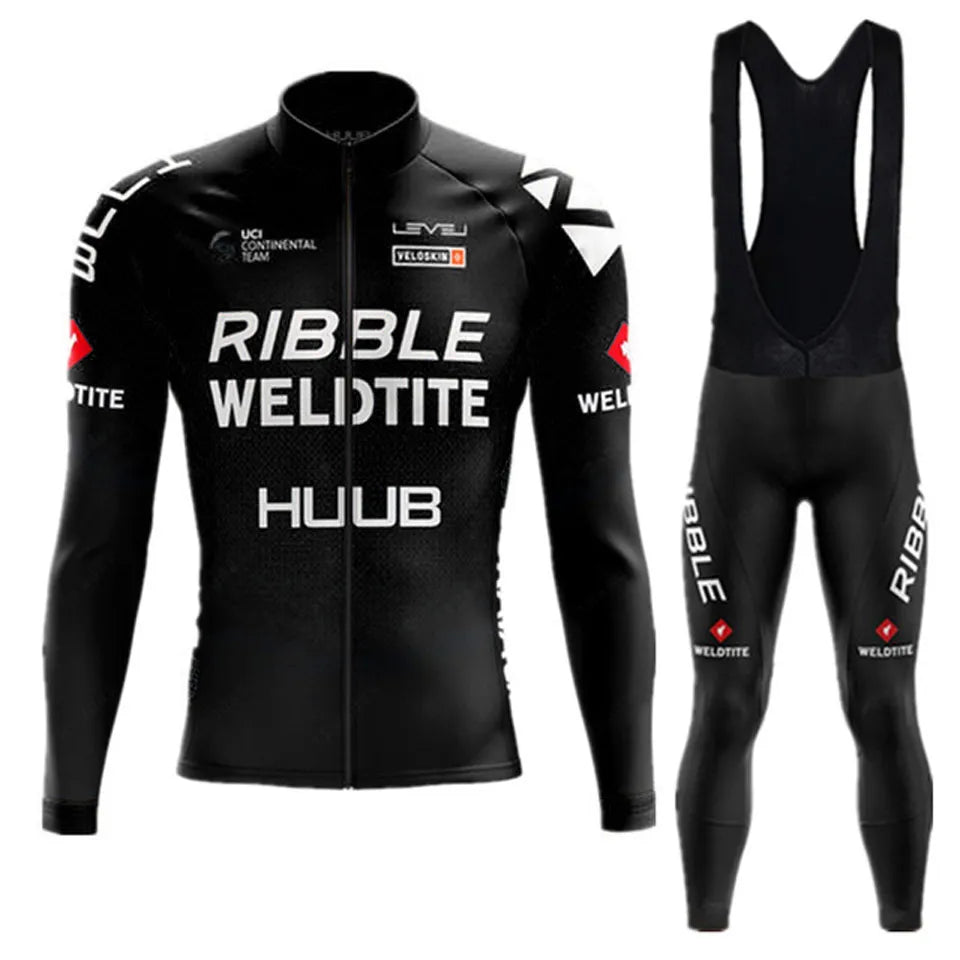 Cycling Jersey Set 2023 HUUB Men's Long Sleeve Mountain Bike Cycling Clothing Autumn Breathable MTB Bicycle Clothes Wear Suit-WAYBIKER