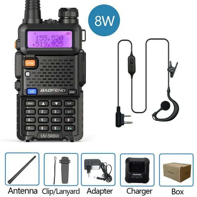 Baofeng UV-5R 8W True High Power 8/5W Powerful Walkie Talkie Long Range 16km Dual Band Two Way Radio CB Portable UV5R Hunting-WAYBIKER