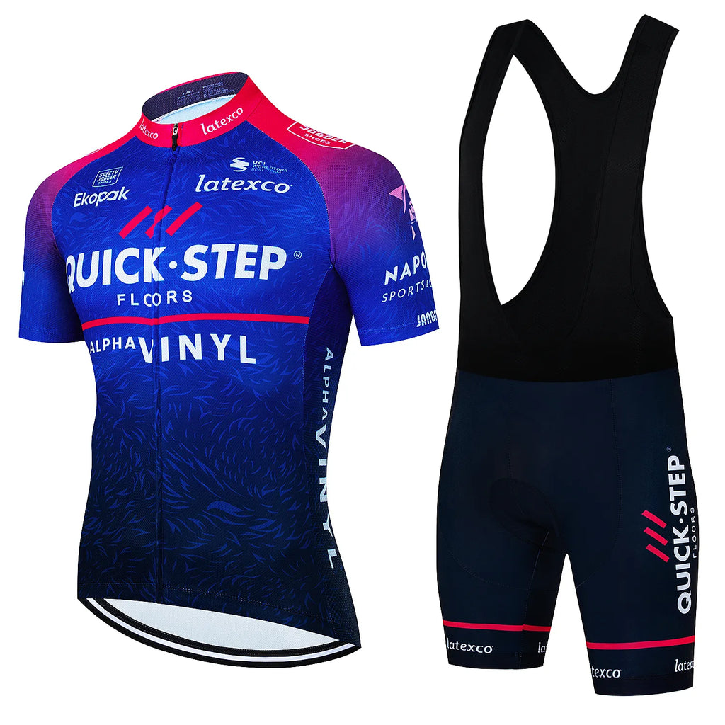 Cycling Jersey Set Men's QUICK STEP Cycling Set Summer Outdoor Sport Bicycle Wear Clothing Breathable Bike Clothes MTB Cycling-WAYBIKER