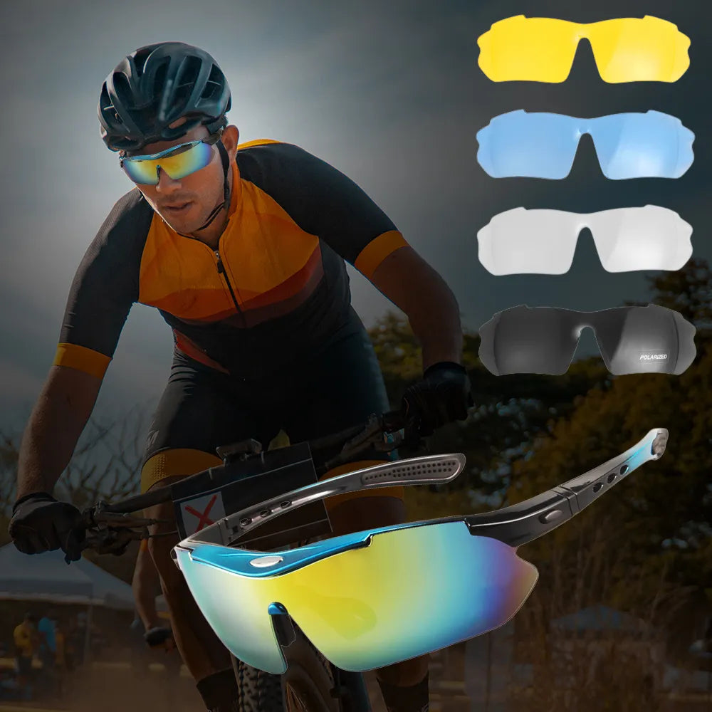 JSJM Profession Sport Glasses Polarized Men Sunglasses Road Cycling Glasses Mountain Bike Glasses Goggles Eyewear 5 Lens Glasses-WAYBIKER