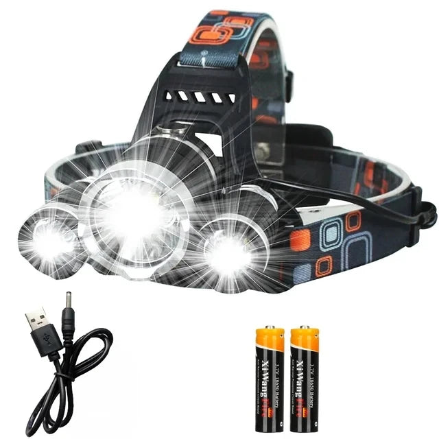 Super Bright Led Headlamp Use 18650 Battery Rechargeable Fishing Headlight Outdoor Hunting Camping Waterproof Head Light-WAYBIKER