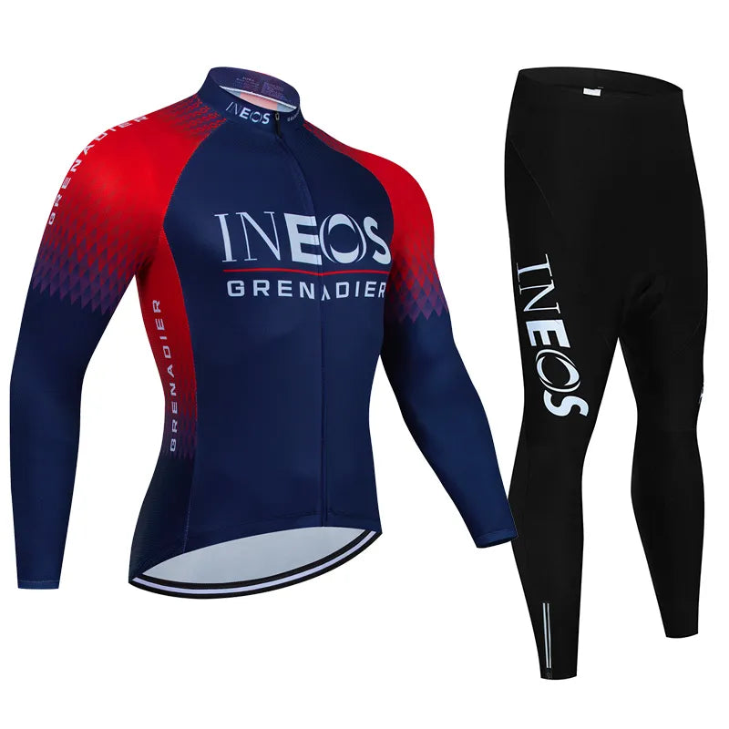 INEOS Autumn Long Set Sports Sets for Men Road Bike Jersey Bib Short Cycling Men's Uniform Man Clothes Bicycles Pro Suit Mens-WAYBIKER