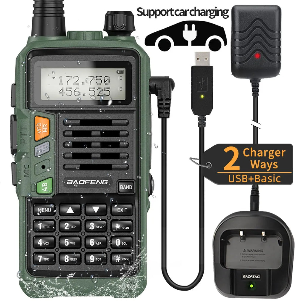 BAOFENG UV S9 Plus Powerful Handheld Transceiver with UHF VHF Dual Band 16 KM Long Range Walkie Talkie Ham UV 5R Two Way Radio-WAYBIKER