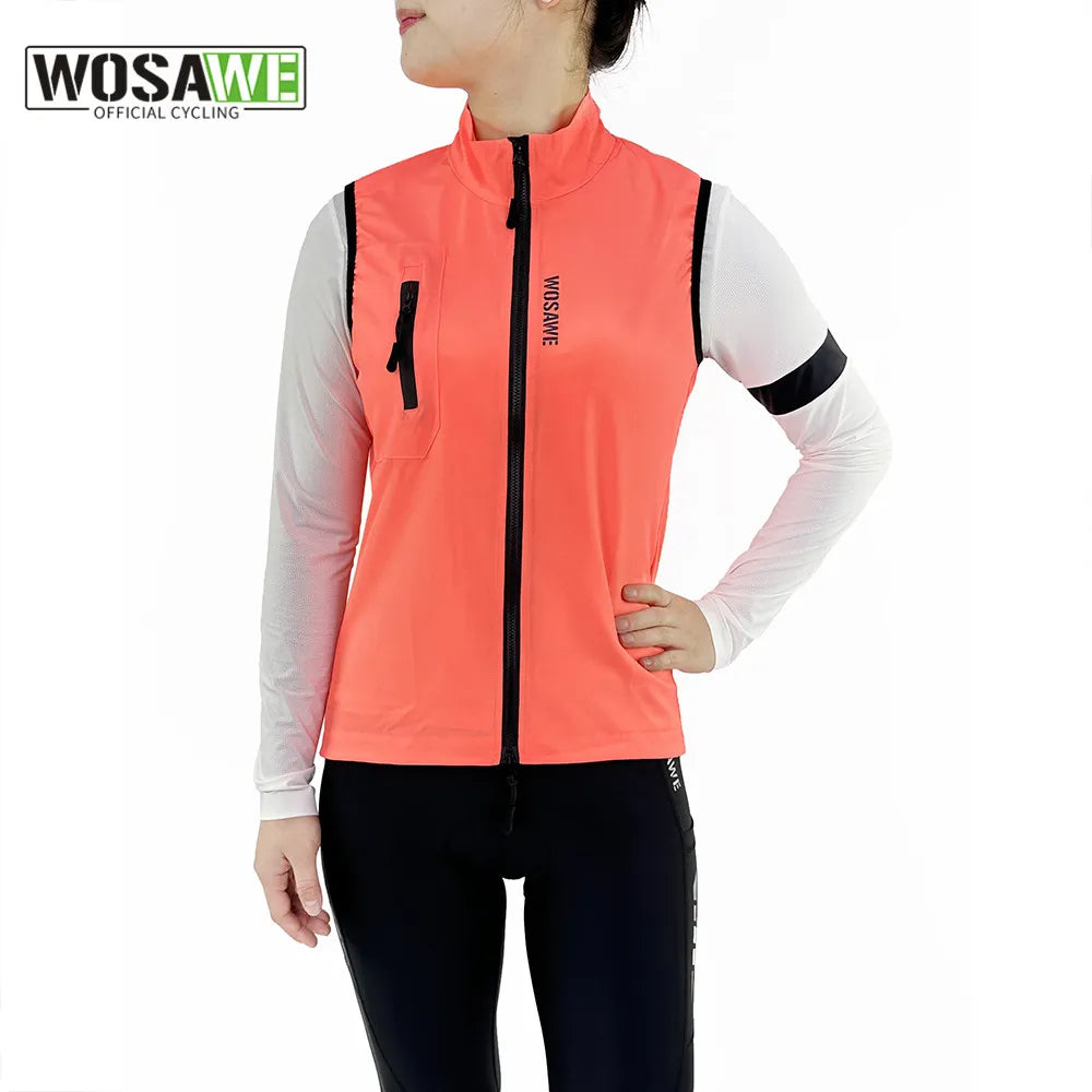 WOSAWE Women's Cycling Vest Windproof Sportswear Sleeveless Quick Dry Road Underwear Comfortable Bicycle For Female Tops Bike