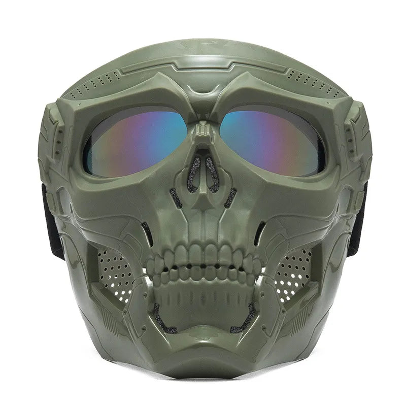 Cycling Colored Goggle Motorcycle Skull Skeleton Mask Windproof Full Face Mask Paintball Game Tactical Protection Helmet Mask-WAYBIKER