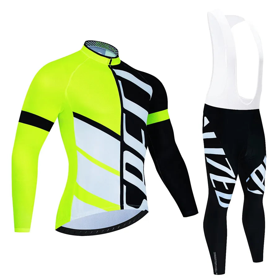 Team Thin Long Sleeve Cycling Jersey Set Ropa Ciclismo Men Bicycle Clothing Suit Jerseys Road Bike Uniform-WAYBIKER