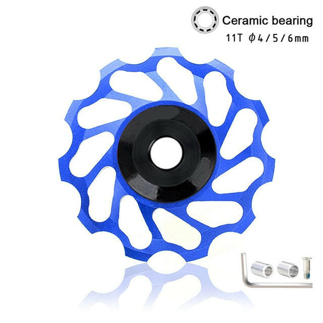 MTB Bicycle Rear Derailleur Jockey Wheel 11T Ceramic Bearing Pulley CNC Road Bike Guide Roller Idler With Pulley Screw 4/5/6mm-WAYBIKER