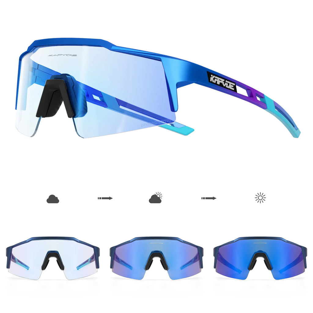 Kapvoe Red Photochromic Cycling Sunglasses for Men Blue Riding Glasses Mountain Bike New Bicycle Goggles Eyewear Sports-WAYBIKER