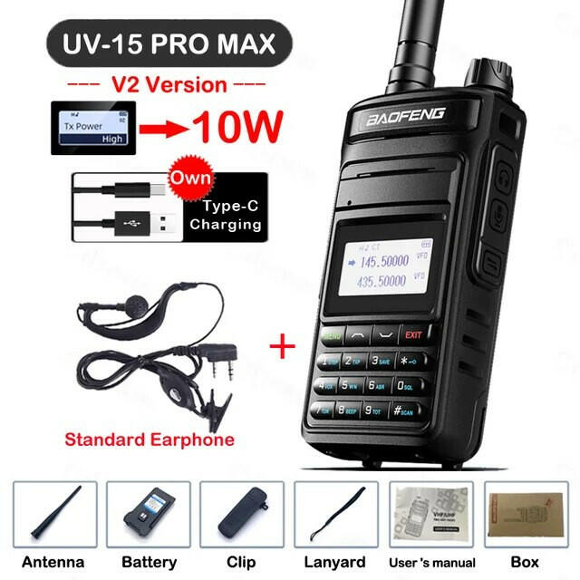 BAOFENG UV-15 Pro Max Walkie Talkie 10W High Power Profesional Handheld Transceiver Dual Band 2Way Hunting Radio Upgrade UV5R 82-WAYBIKER