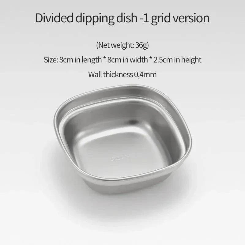 304 Stainless Steel Camping Seasoning Plate Tray Sauce Dish Spice Plates Pepper Roast Meat Sauce Dishes Bowl BBQ Tableware-WAYBIKER