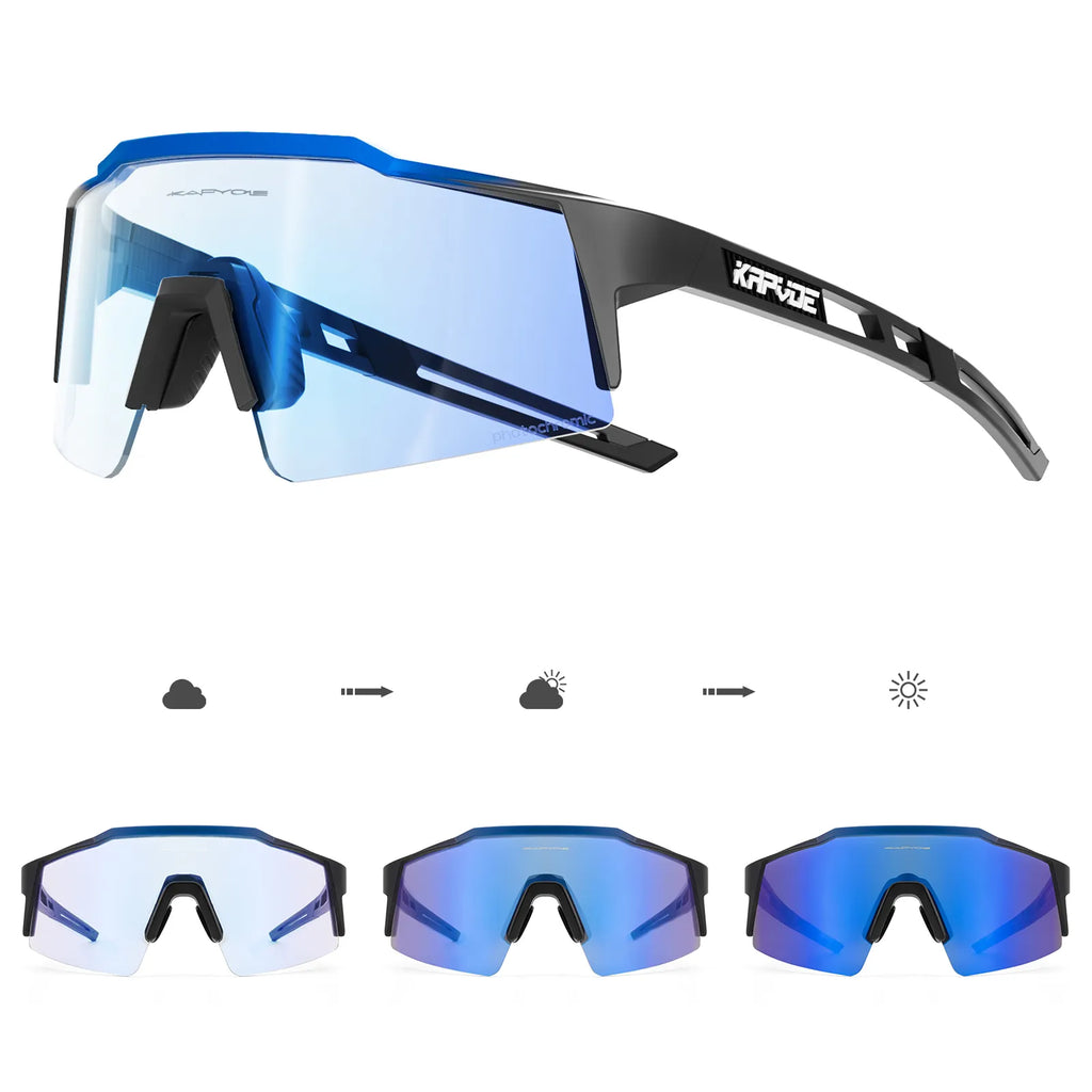 Kapvoe Red Photochromic Cycling Sunglasses for Men Blue Riding Glasses Mountain Bike New Bicycle Goggles Eyewear Sports-WAYBIKER