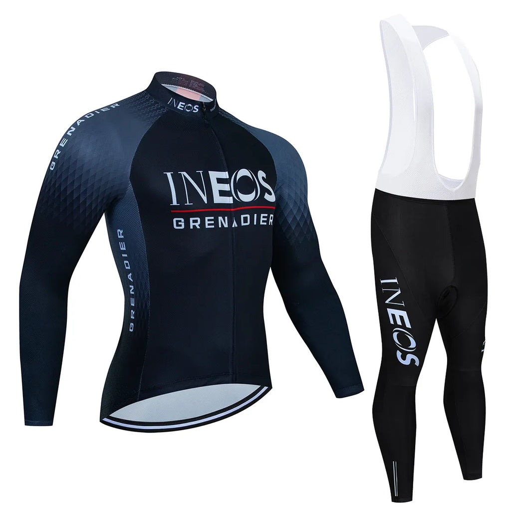 INEOS Autumn Long Set Sports Sets for Men Road Bike Jersey Bib Short Cycling Men's Uniform Man Clothes Bicycles Pro Suit Mens-WAYBIKER