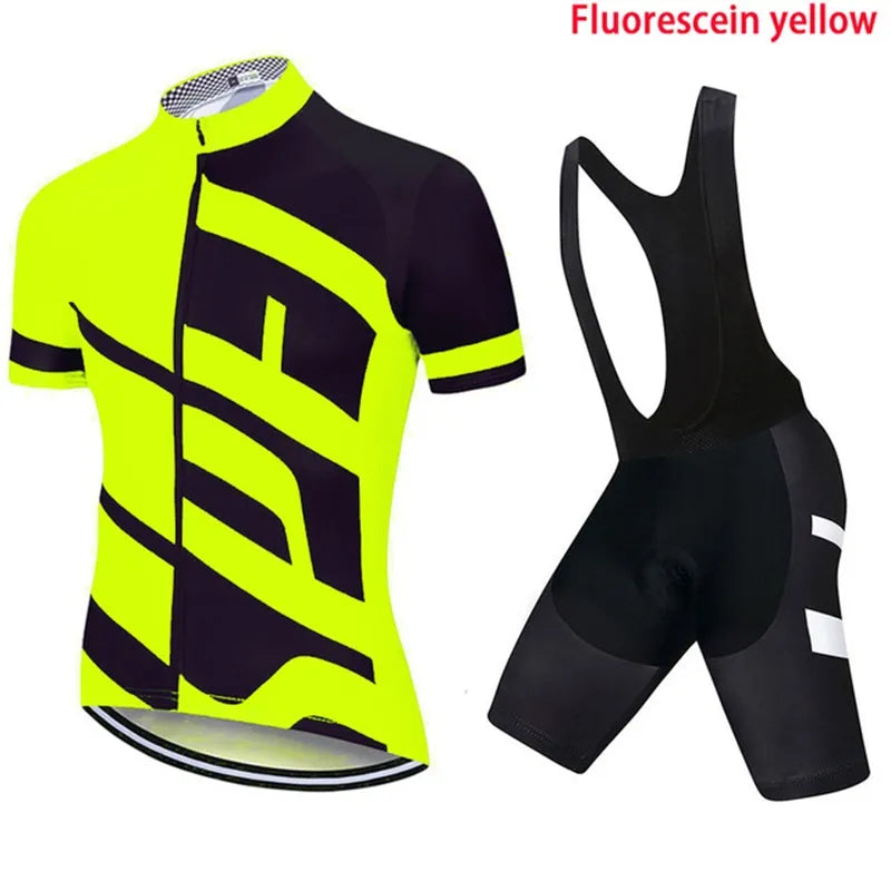 NEW Team 2024 Men Summer Short Sleeve Cycling Jersey Set MTB Maillot Ropa Ciclismo Bicycle Wear Breathable Cycling Clothing-WAYBIKER