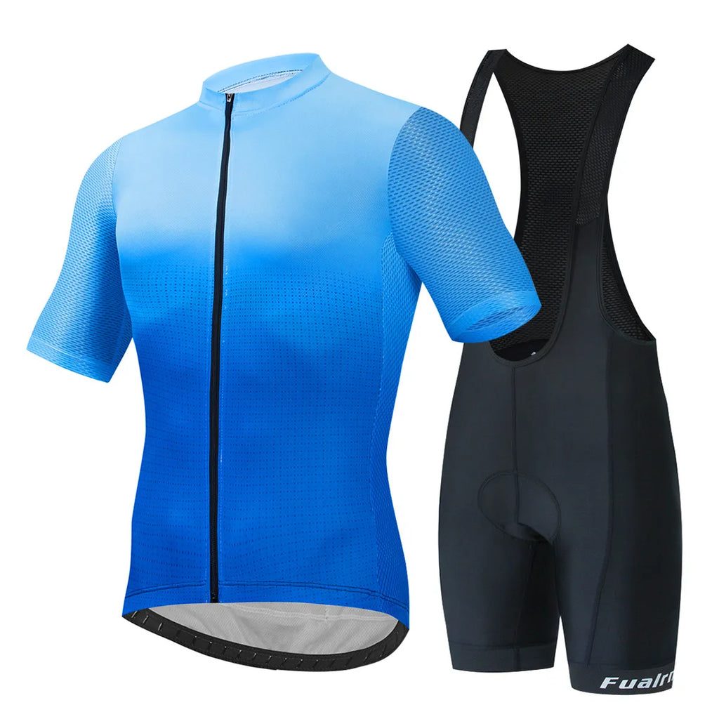 FUALRNY Cycling Jersey Set Men Summer Outdoor Sport Cycling Clothing Quick Dry Bike Clothes Breathable MTB Bicycle Cycling Suit-WAYBIKER