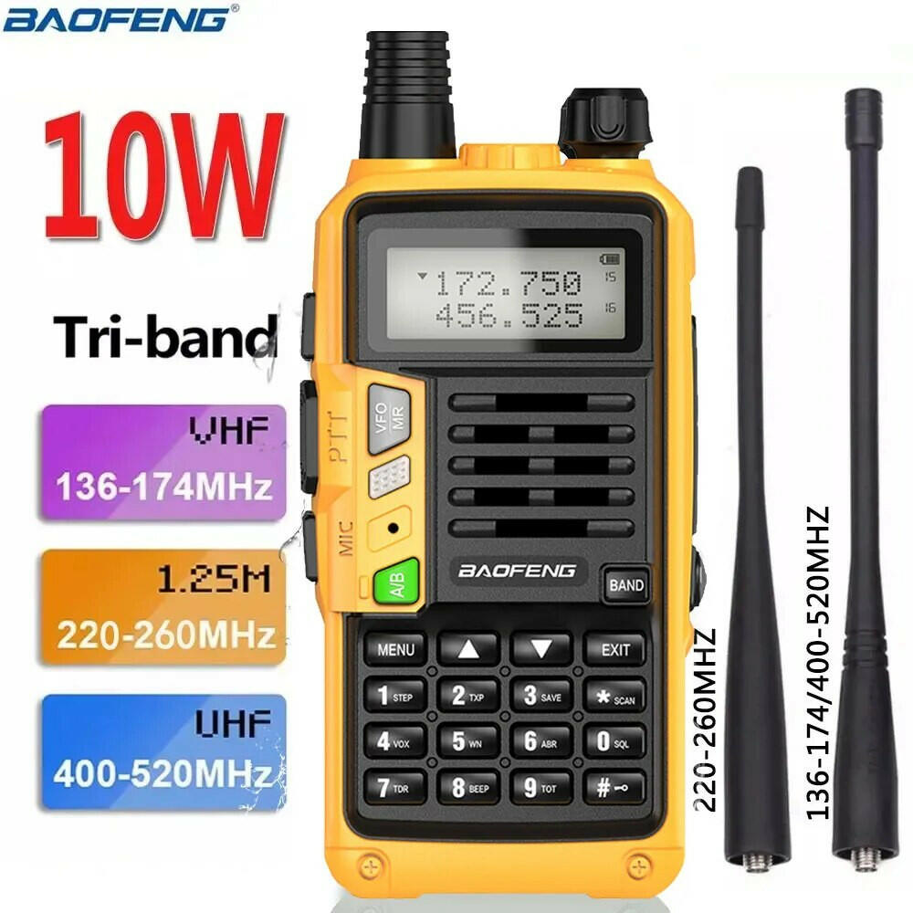 BaoFeng UV-S9 Plus 10W Tri-Band 16km VHF UHF Waterproof 136-174Mhz/220-260Mhz/400-520Mhz Long Range Ham Radio Walkie Talkie-WAYBIKER