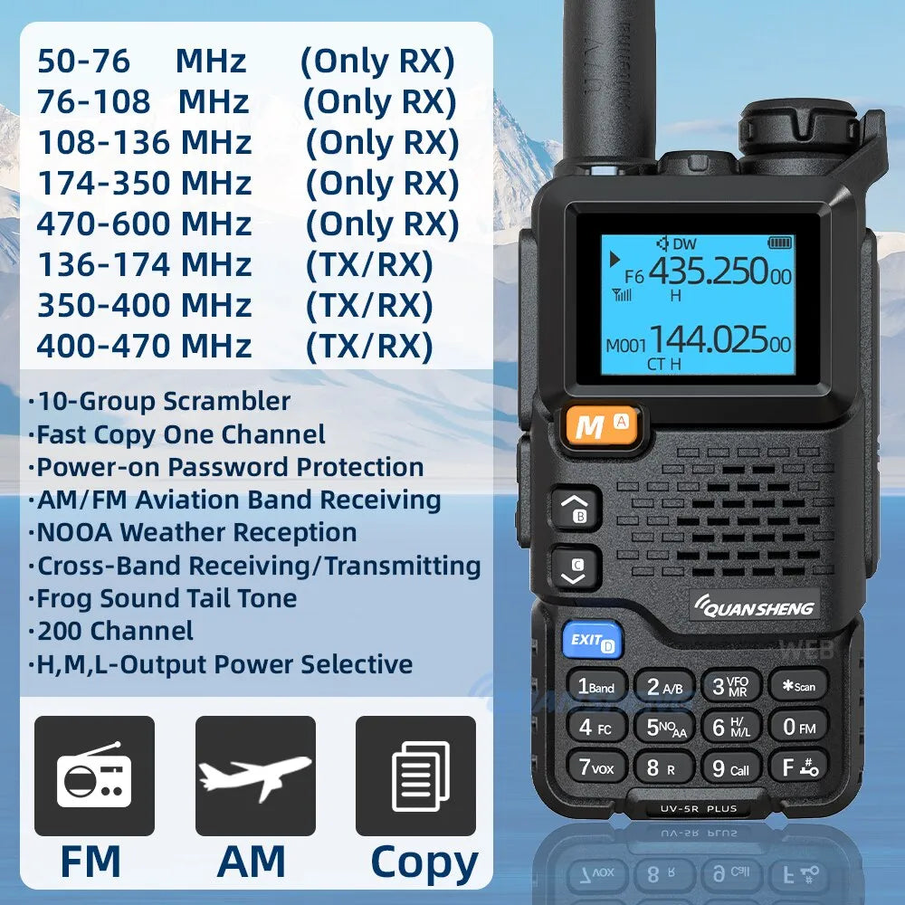 Quansheng UV 5R Plus Walkie Talkie Portable Am Fm Two Way Radio Commutator VHF Station K5 Receiver Ham Wireless Set Long Range-WAYBIKER