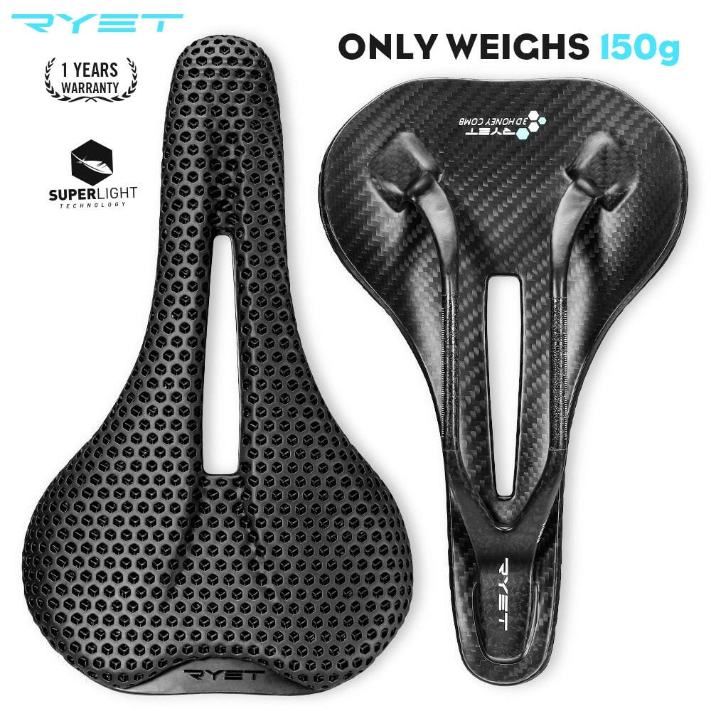 RYET Carbon 3D Printed Saddle Ultralight Bicycle Seating Cushion Men Women Bike Saddles Road MTB Mountain Gravel Cycling Parts-WAYBIKER