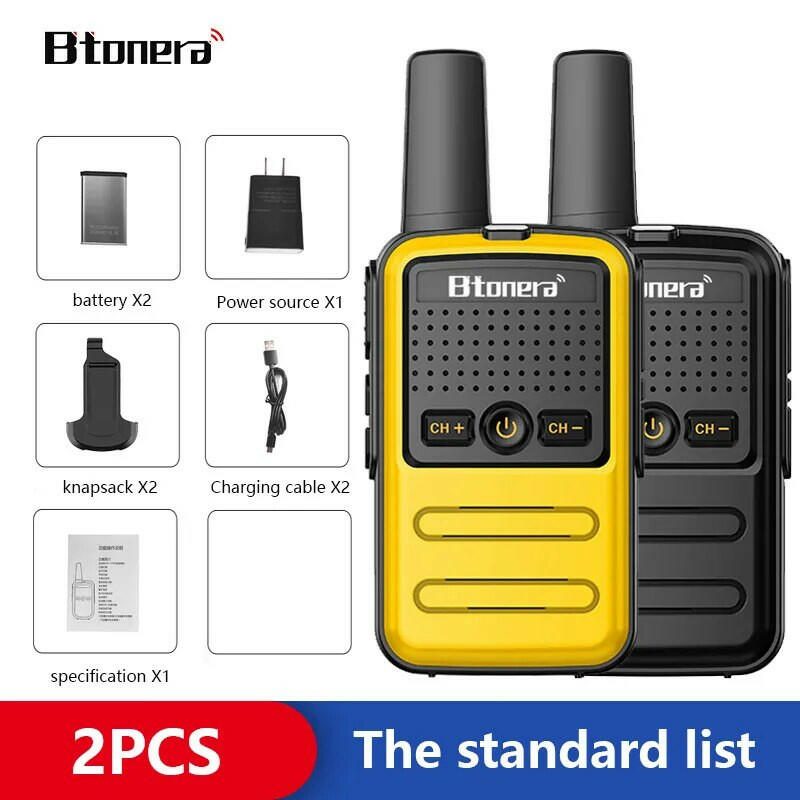 Btoera 2 Pcs Mini Walkie Talkie PMR 446 Portable Two-way Radio Ht PTT Walkie-talkies 5W 16CH UHF 400-470MHz Portable Radio for-WAYBIKER