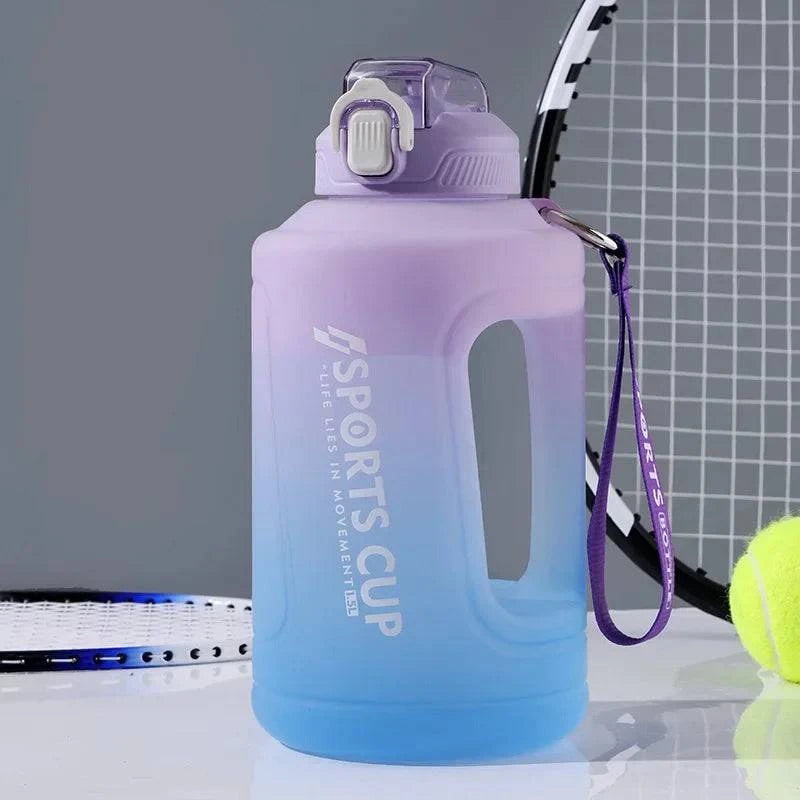 YCALLEY Sport 2l Water Bottle Reminder Silicone Sith Straw Waterbottle Fitness Big Bottles 1500ML / 2300ML / 3800ML 2 liter