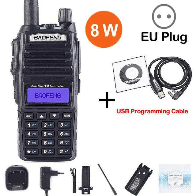 Baofeng Real 8W Portable Radio Walkie Talkie UV-82 Dual PTT Two-way Radio Vhf Uhf Amateur Radio Receiver UV82 Better than UV5R-WAYBIKER