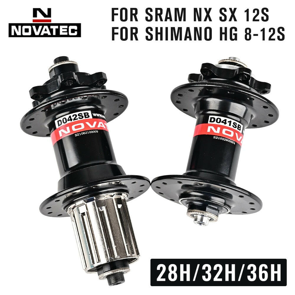 NOVATEC D041SB/D042SB Bicycle Hub 28/32/36 Hole 6-Bolt Disc Brake Mountain Bike Hub for 8/9/10/11/12 Speed HG Structure Cassette-WAYBIKER