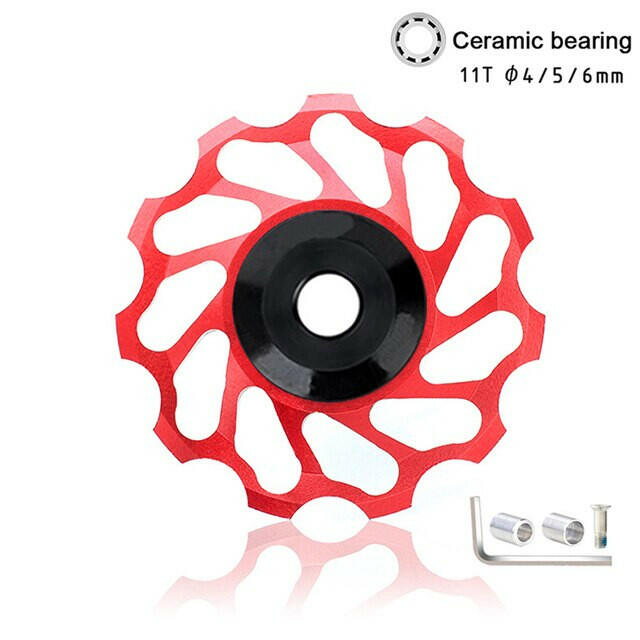 MTB Bicycle Rear Derailleur Jockey Wheel 11T Ceramic Bearing Pulley CNC Road Bike Guide Roller Idler With Pulley Screw 4/5/6mm-WAYBIKER