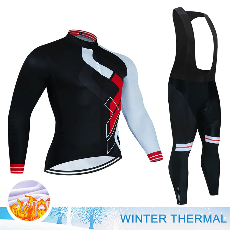 Winter Thermal Fleece Cycling Jersey Mtb Male Clothing Sports Set Complete 2023 Road Bike Men's Man Team Sportswear Bycicle Suit-WAYBIKER