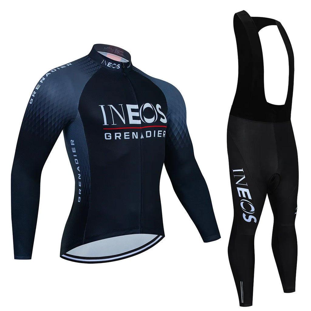 INEOS Autumn Long Set Sports Sets for Men Road Bike Jersey Bib Short Cycling Men's Uniform Man Clothes Bicycles Pro Suit Mens-WAYBIKER