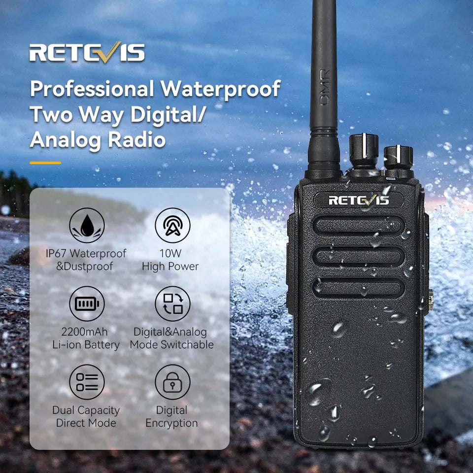 Retevis RT81 DMR Digital Walkie Talkie Powerful Long Range Walkie-Talkie 10W Waterproof Portable Two-Way Radio for Hunting-WAYBIKER