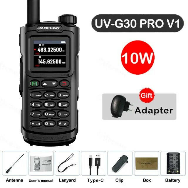 2023 Baofeng UV-G30 Pro V1 10W Walkie Talkie Four Bands Long Range Portable Ham Radios Copy Frequency Waterproof 2-Way Radio Ham-WAYBIKER