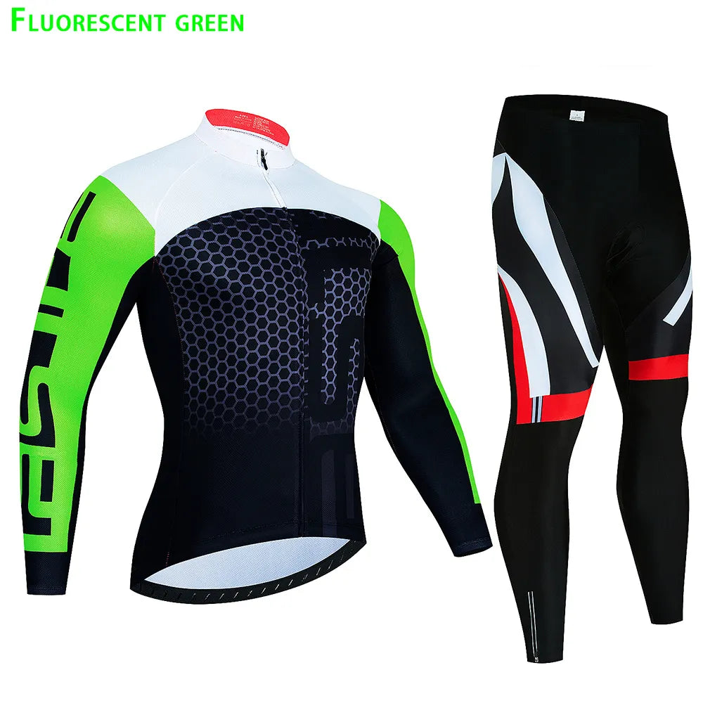 New Long Sleeve Cycling Jerseys Set Spring MTB Bicycle Clothes Ropa Maillot Ciclismo Bike Wear Bicycle Clothing Cycling Suit-WAYBIKER