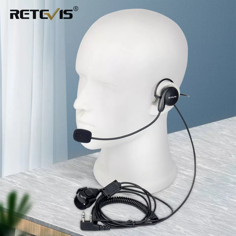 Retevis 2Pin Walkie Talkie Earpiece Soft Microphone Behind Head Headset Finger PTT for Kenwood BAOFENG UV-5R UV-82 Bf-888S H777-WAYBIKER