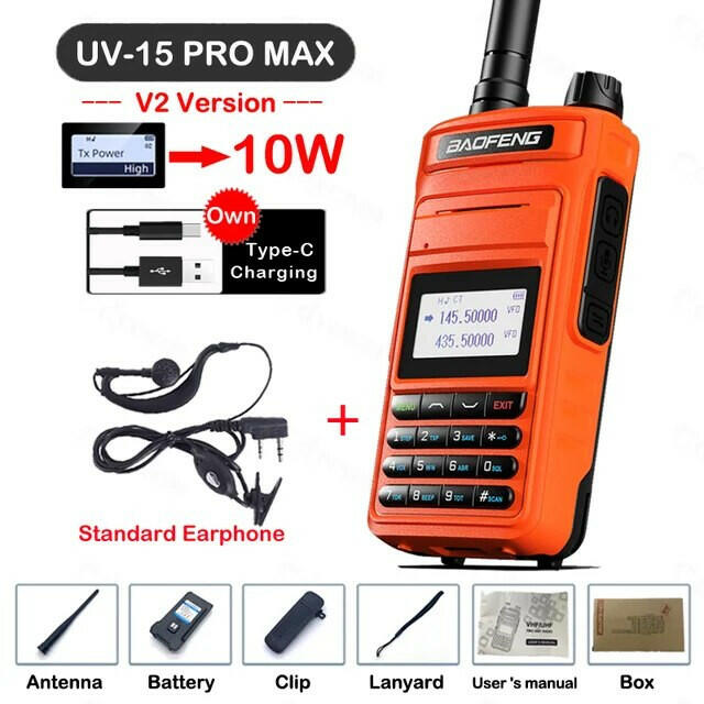 BAOFENG UV-15 Pro Max Walkie Talkie 10W High Power Profesional Handheld Transceiver Dual Band 2Way Hunting Radio Upgrade UV5R 82-WAYBIKER