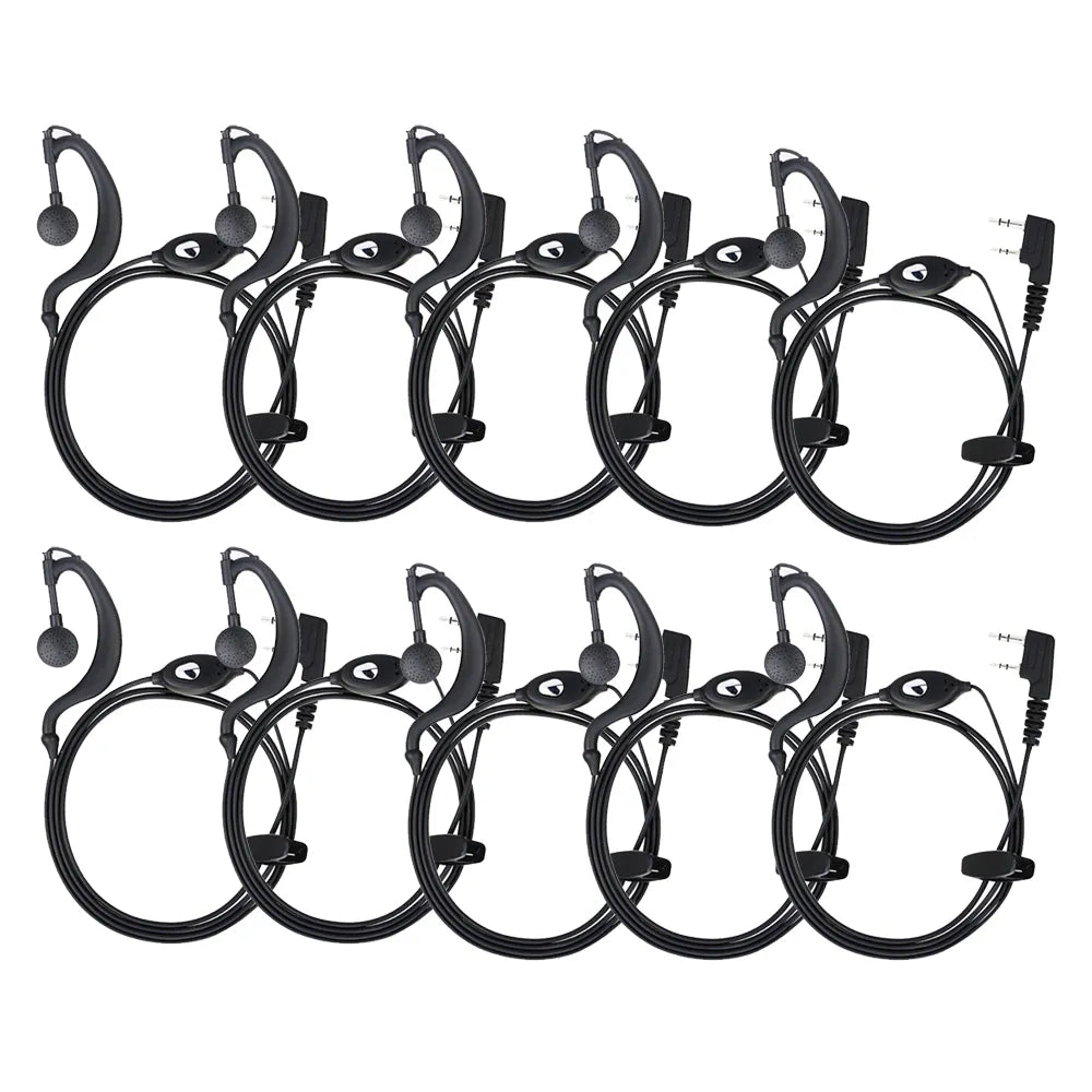 10pcs BAOFENG Radio 2pin K Port Earpiece Ptt Mic Headset for Handheld Walkie Talkie Earphone For UV5R UV10R BF-888S UV16