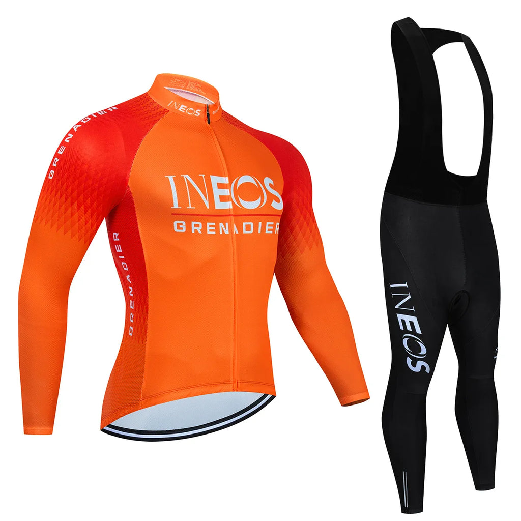 INEOS Autumn Long Set Sports Sets for Men Road Bike Jersey Bib Short Cycling Men's Uniform Man Clothes Bicycles Pro Suit Mens-WAYBIKER