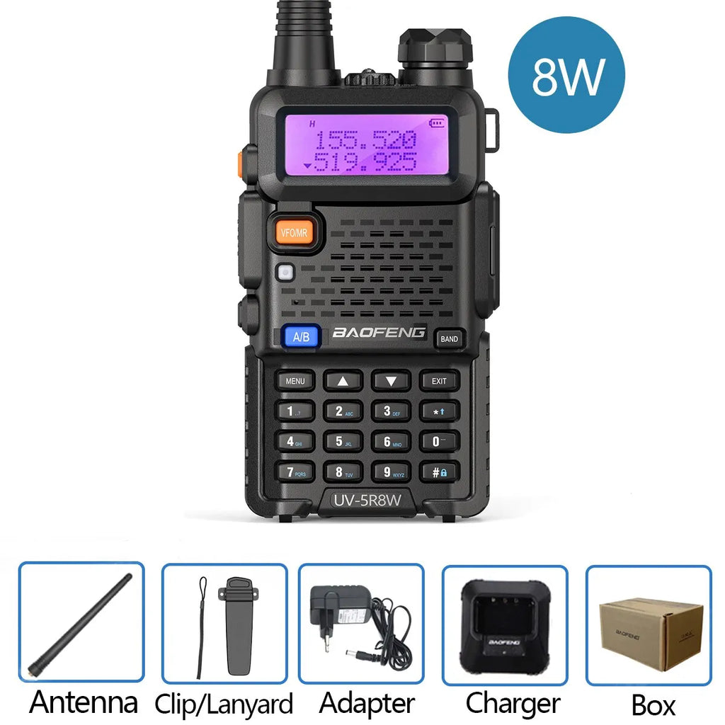 Baofeng Walkie Talkie UV 5R 5W 8W Dual Band Ham Two Way Radio Vhf Uhf FM Radio Handheld Transceiver Hunting 16KM-WAYBIKER