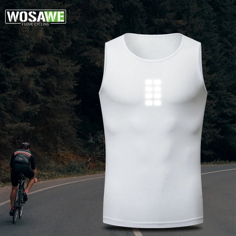 WOSAWE Cycling Underwear Sport Base Layer Cycling Jersey Reflective Vest Men Undershirt Quick Dry Elastici Vest Road Bike Jersey