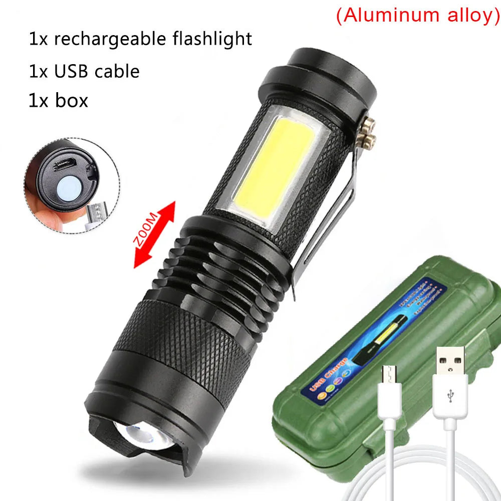 Portable Rechargeable Zoom LED Flashlight XP-G Q5 Mini Flash Light Torch Lantern 3 Lighting Modes Camping lamp-WAYBIKER