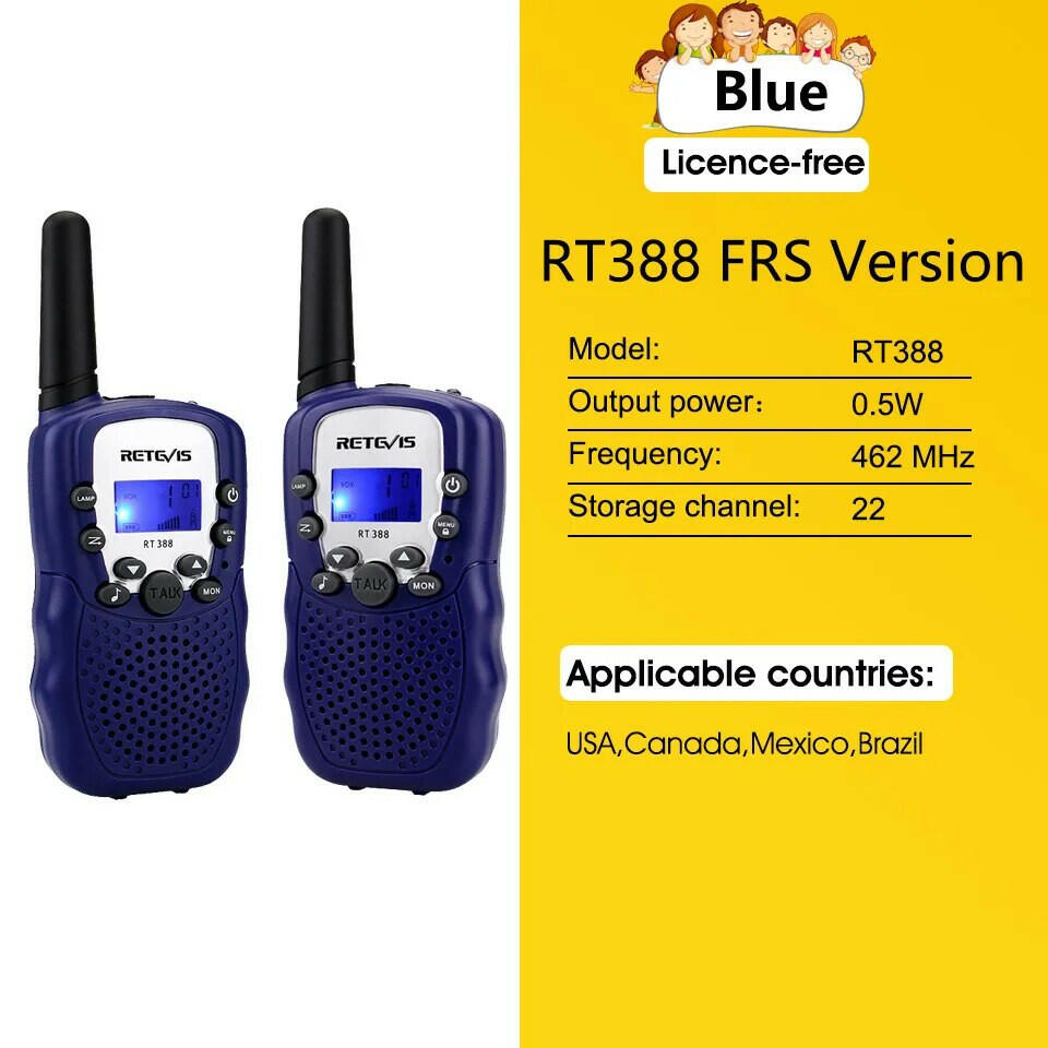 RETEVIS RT388 Walkie Talkie Children 2 Pcs Children's Radio Receiver Walkie-Talkie Kids Birthday Gift Child Toys for Boys Girls-WAYBIKER