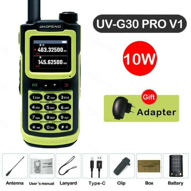 2023 Baofeng UV-G30 Pro V1 10W Walkie Talkie Four Bands Long Range Portable Ham Radios Copy Frequency Waterproof 2-Way Radio Ham-WAYBIKER