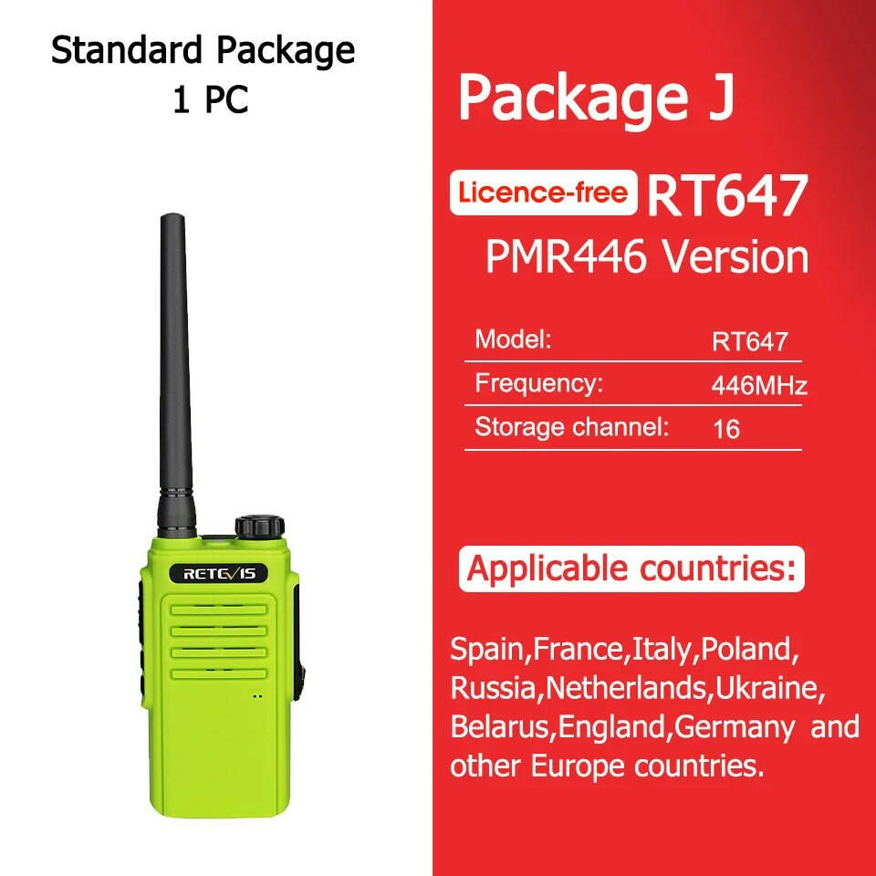 Walkie Talkie Waterproof RETEVIS RT647 IP67 Waterproof Walkie-Talkies 1pc PMR446 PTT FRS Portable Radio for Hunting Hotel-WAYBIKER