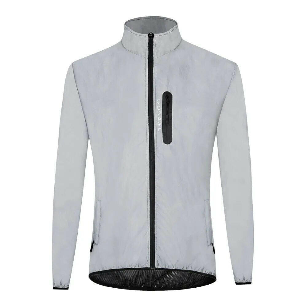 WOSAWE Ultralight Reflective Men Cycling Jacket Waterproof Riding Running Windbreaker Mix Of Fluorescent Coloured Silver Panels-WAYBIKER