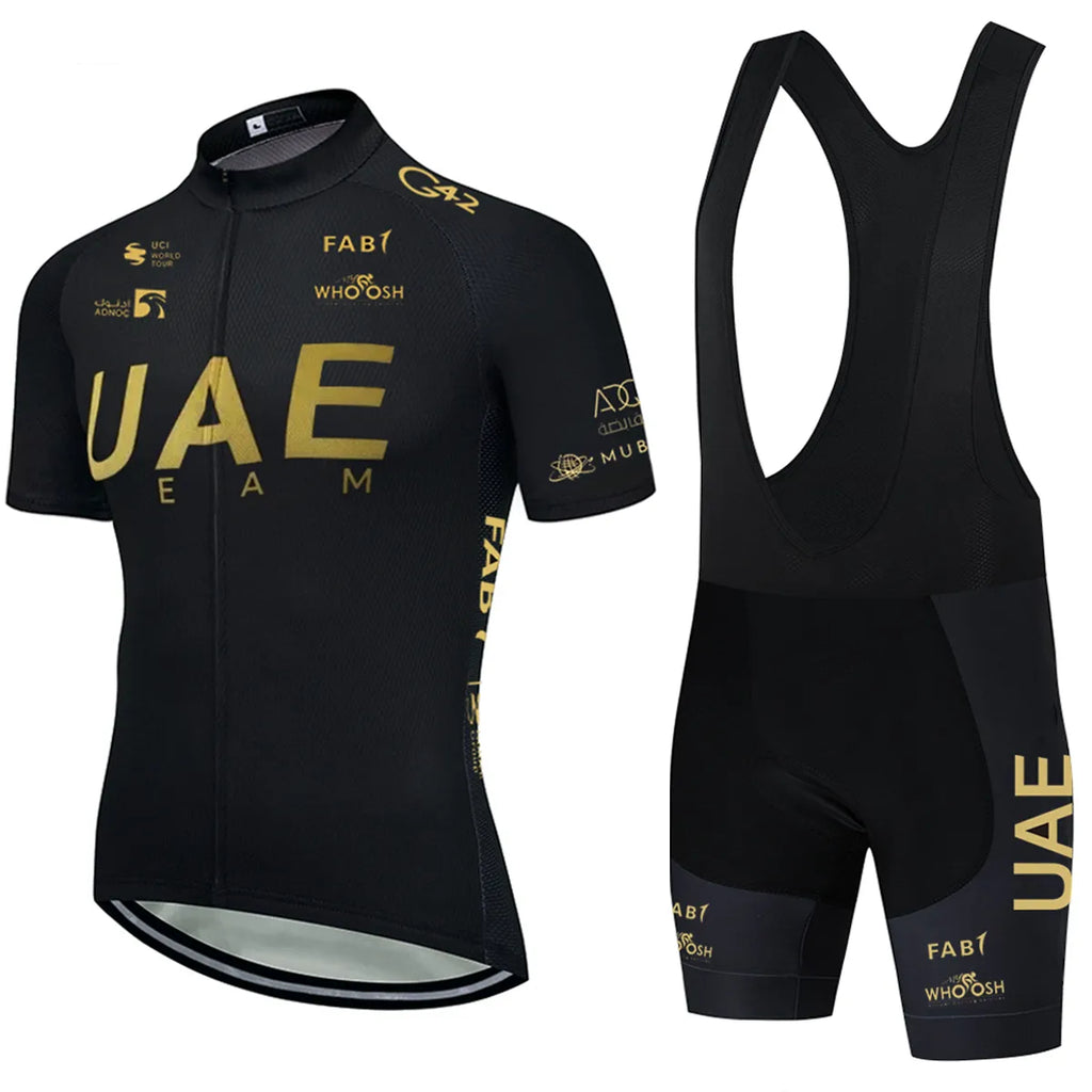 UAE Cycling Jersey Set 2023 Man's Team Short Sleeve Cycling Clothing MTB Bike Uniform Maillot Ropa Ciclismo Summer Bicycle Wear-WAYBIKER