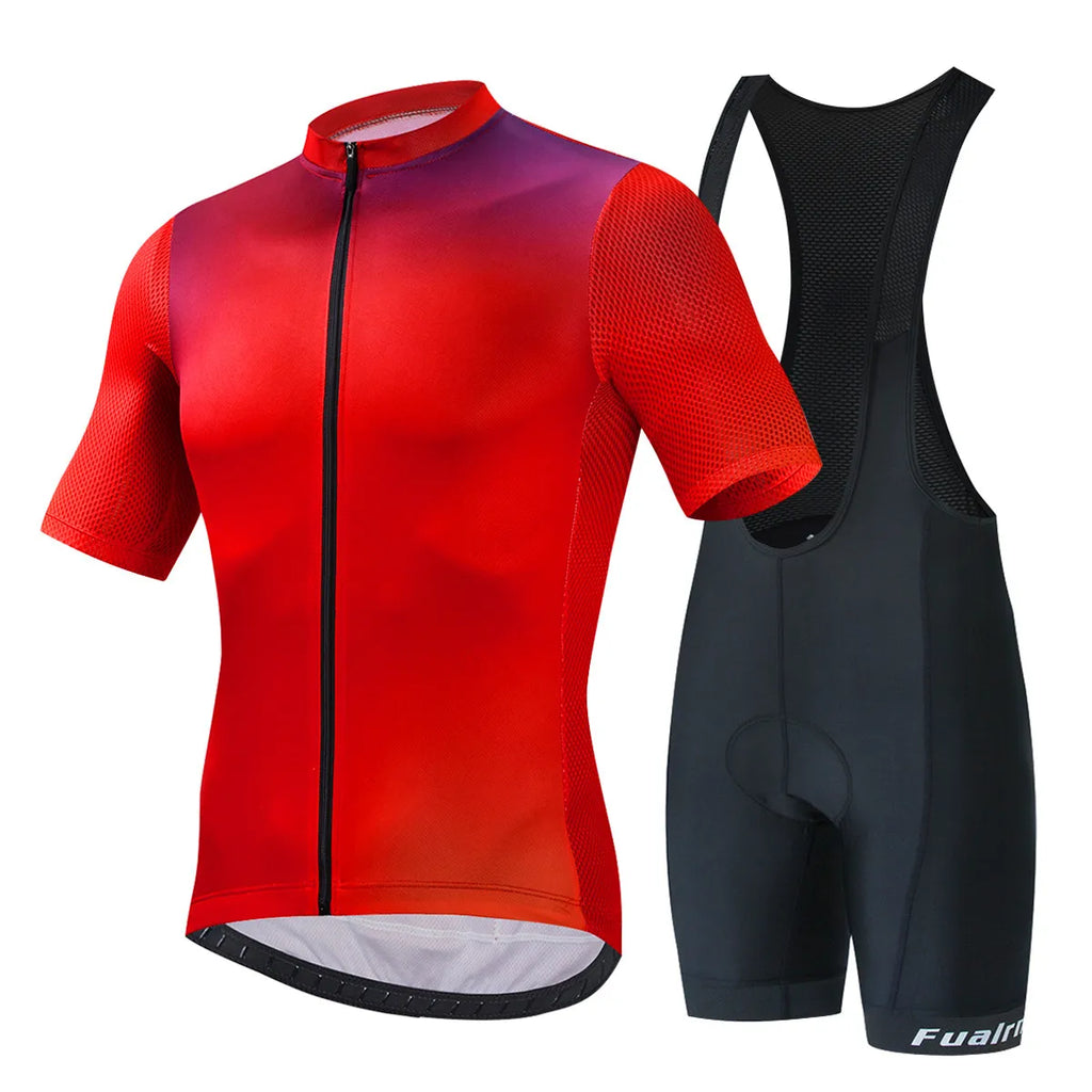 New Bicycle Sets Cycling Breathable Team Jersey Bib Shorts Suits Mens Outdoor Riding 4D Gel Pad Reflective Bike Clothing Shorts-WAYBIKER