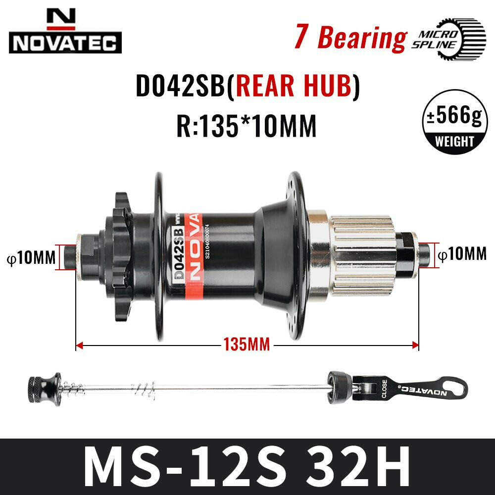 Novatec Bicycle Hubs D041/D442SB MTB Bike CRMO Bearings Steel Freehub Cassette MS Micro Spline 12S For XT/SLX M6100/M7100/M8100-WAYBIKER