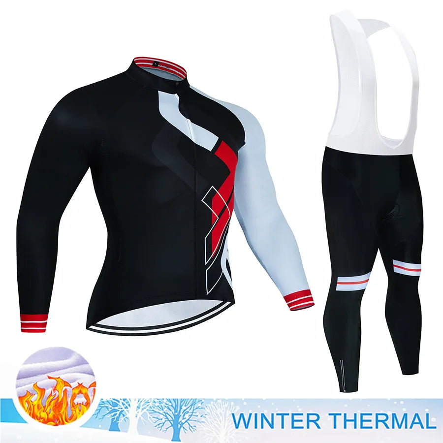 Winter Thermal Fleece Cycling Jersey Mtb Male Clothing Sports Set Complete 2023 Road Bike Men's Man Team Sportswear Bycicle Suit-WAYBIKER