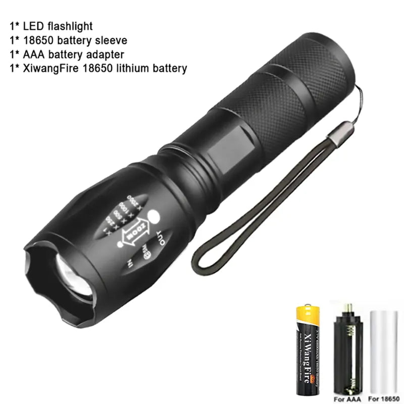 Powerful Portable LED Flashlight XML-T6 Torch Using 18650 Rechargeable Battery  Outdoor Camping Hiking Tactical Flash Light-WAYBIKER