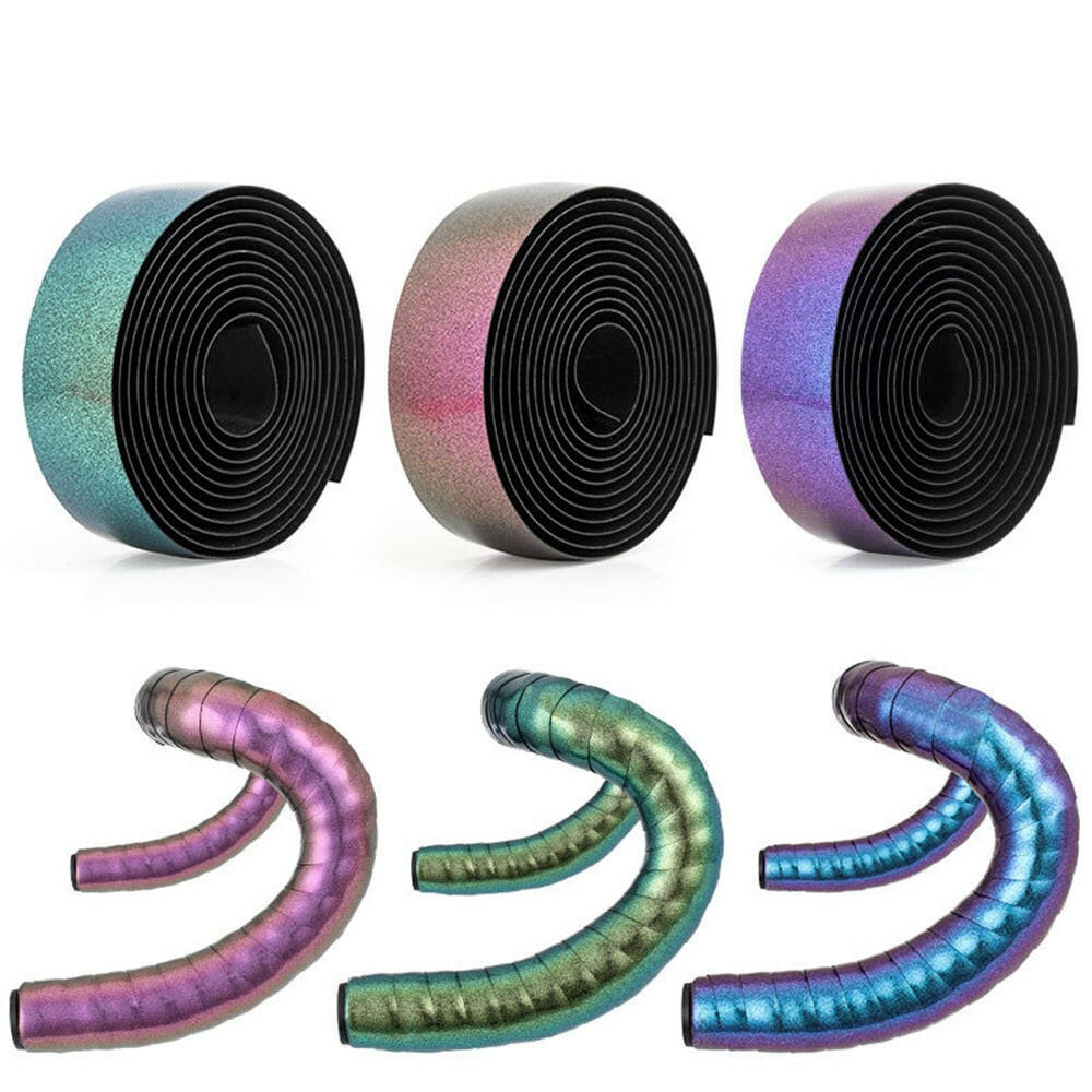 Road Bike Chameleon Color Bar Tape EVA/PU Bicycle Handlebar Tape Breathable Sweat Anti-Skid Shock Absorber Wrap Tape 2150mm-WAYBIKER