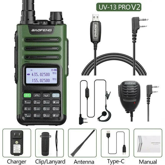 BaoFeng UV-13 PRO V2 Dual Band 999 Channels Walkie Talkie Type-C 16KM Long Range S22 UV-5R Transceiver Ham CB Two Way Radio-WAYBIKER