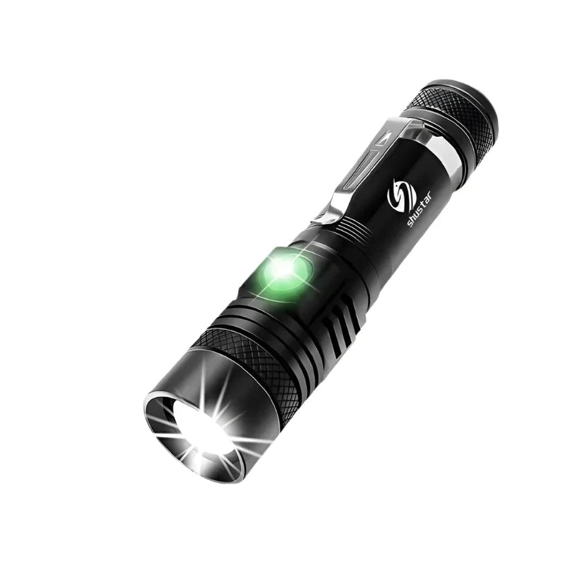 High Power Led Flashlights Zoomable Camping Torch With T6 LED Lamp Beads Waterproof 4 Lighting Modes Multi Function USB Charger-WAYBIKER